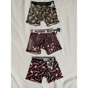 NEW PLAYBOY Boxers Playboy Boxer Briefs Men's Size Small Multicolor 3 Pair Boxer